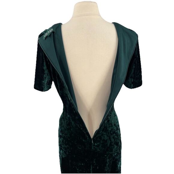LAUREN RALPH LAUREN Green Crushed Velvet Dress Goth Whimsigoth Elegant Wedding 8 - Picture 8 of 11